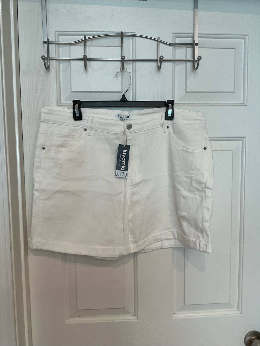 Ivy & Mia White Denim Skort - Casual High-Rise Stretch